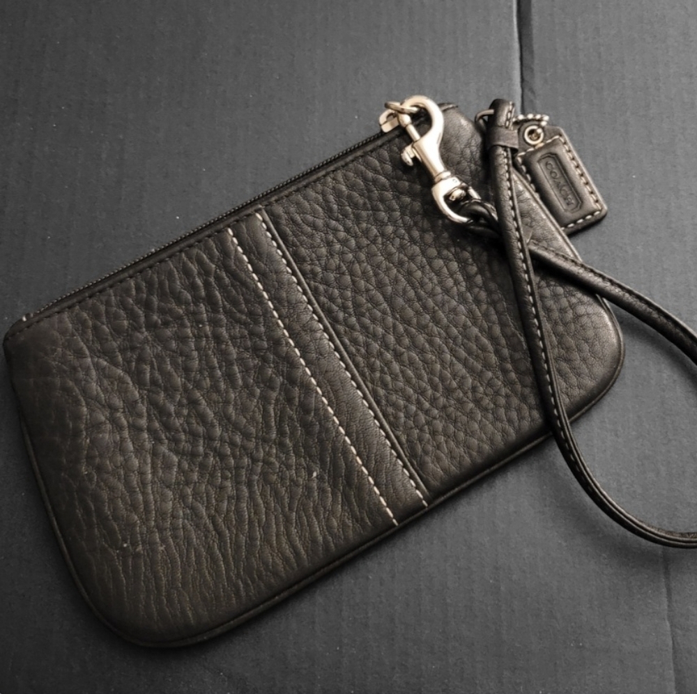 Coach Wristlet black leather nwot small mini clutch bag
